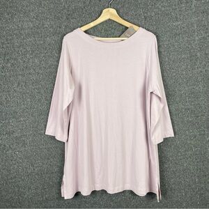 NWT J.Jill 1X Luxe Supima 3/4 Sleeve Tunic Top Lilac Mist Boho Causal